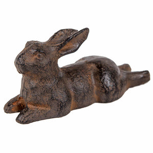 Large cast iron rabbit sculpture by Vagabond Vintage, featuring detailed textured surface and classic rabbit shape.