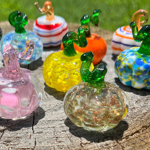 DECOR-Figurines in Decor- Glass Pumpkin Collectible Sitter Miniature Figurine - Pleasant Beach Living