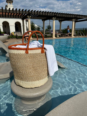 BAG/TOTE-Cloud Mifuko Kiondo Kenya Bag - Tan & White - Pleasant Beach Living