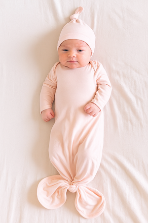 BABY- Bamboo Knotted Baby Gown & Beanie | Cute Newborn Clothes - Pleasant Beach Living