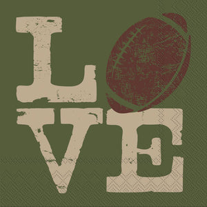 DINING- NAPKINS-Paper Cocktail Napkins Pack of 20 Football Love - Pleasant Beach Living