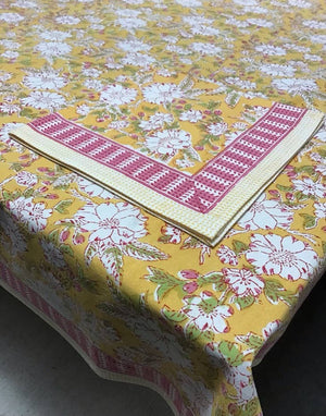 Tablecloth- FRENCH DESIGN- 86 Rnd Camelia Yellow - Pleasant Beach Living