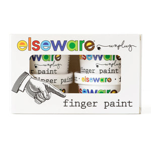Colorful finger paints in small jars from elseware unplug eco-kids, non-toxic, shelf-stable art supplies for children.
