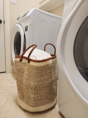 BAG/TOTE-Cloud Mifuko Kiondo Kenya Bag - Tan & White - Pleasant Beach Living