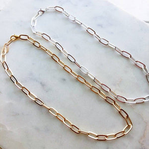 JEWELRY-NECKLACE GOLD OR SILVER Paperclip Necklace, Silver Paperclip Chain - Pleasant Beach Living