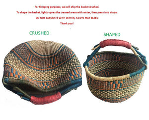 BASKET- TOTE- LG / XL African Ghana Bolga Market Basket Dye Free