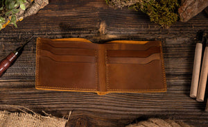 WALLET- LEATHER, Handmade Bi-fold Wallet for Men - Pleasant Beach Living