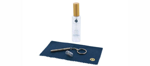 Peepers eyeglasses cleaning kit with four lens cleaner cloths and spray bottles, designed for safe and effective eyewear cleaning