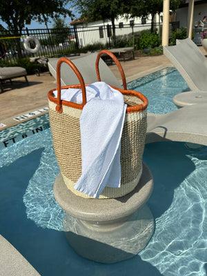 BAG/TOTE-Cloud Mifuko Kiondo Kenya Bag - Tan & White - Pleasant Beach Living