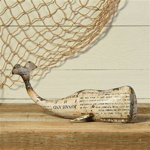 DECOR - White Metal Whale Lg