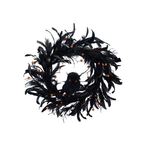 Feather Wreath with Spider, Owl & Glitter Berries