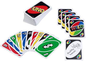 Toysmith UNO card game from Mattel Games featuring colorful playing cards for family and casual gameplay.