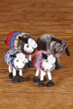 Hand-felted wool sheep decoration on a DECOR-Tank Top Tracey by Pachamama Ltd, designed for home decor and Pleasant Beach Living.