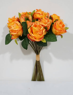 FLOWERS-ROSES- 15''T Silk Spring Rose Bouquet,13 Single Stem Roses Bunch - Pleasant Beach Living