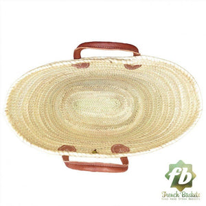 BAG/TOTE- Straw Bag Classic Handel Leather French Baskets - Pleasant Beach Living