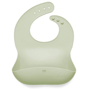 BABY- Silicone Baby Bib Roll Up & Stay Closed (Light Sage) - Pleasant Beach Living