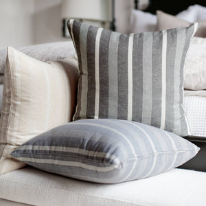 PILLOW-Linen Stripe Pillow With Down Insert - Pleasant Beach Living