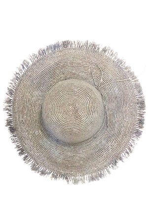 HATS- SUN HAT-5" Brim Meghan Crochet Straw Sun Hats with Raw Fringe Edge - Pleasant Beach Living