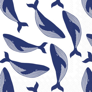 DINING- NAPKINS-Paper Cocktail Napkins Pack of 20 Whales - Pleasant Beach Living