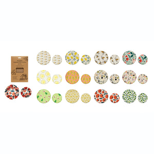 Reusable CCOI beeswax food covers with fun print designs for food storage, eco-friendly and stylish kitchen essentials.