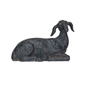 Decorative resin goat statue with cast iron finish, CCOI brand, detailed figurine for home decor and garden decoration.