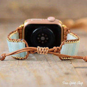 JEWELRY-WATCH STRAP-Amazonite Apple Watch Band, Beaded Boho Watch Strap - Pleasant Beach Living