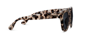 Peepers Center Stage sunglasses with clear reading glasses lenses and stylish black frames on a white background.