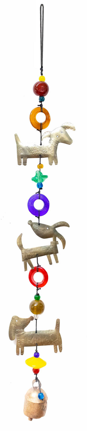 WIND CHIMES- Three Dogs-Triple Beads & Bell - Pleasant Beach Living