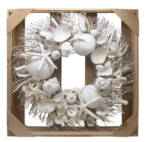 DECOR-WREATH-White Starfish & Sea Urchin Coastal Seashell Wreath - Pleasant Beach Living