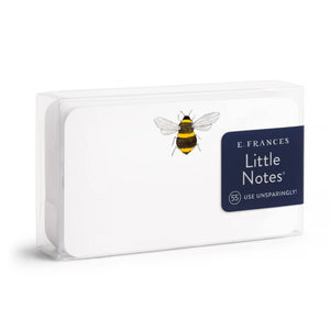 Clear box with a bee illustration on white cards, labeled "Little Notes" in navy blue.