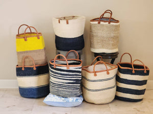 BAG/TOTE-Cloud Mifuko Kiondo Kenya Bag - Tan & White - Pleasant Beach Living