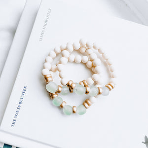 JEWELRY- BRACELET-Blue Recycled Sea Glass Bracelet - Pleasant Beach Living
