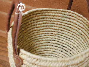 BASKET- Large Round Laundry Baskets with Double Leather Handles - Pleasant Beach Living