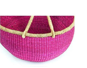 BASKET- TOTE- Pink Bolga African Market Basket Handmade in Ghana – Large