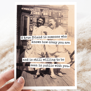 GREETING CARD- Funny Card. Friendship. A True Friend Is Someone Who Knows.. - Pleasant Beach Living