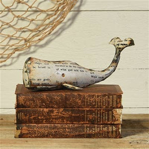 DECOR - White Metal Whale Sm