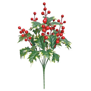 FLOWERS-PLANTS-15''T Faux Red Berries Bush, christmas Holiday Decor Berries - Pleasant Beach Living