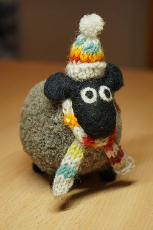 DECOR- SHEEP, Stuart The Lakeland Sheep - Felt Bobble Hat Pompom Sheep - Pleasant Beach Living