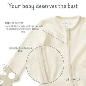 BABY-Baby Footie 2-Way Zipper – Organic Cotton Waffle Knit - Pleasant Beach Living