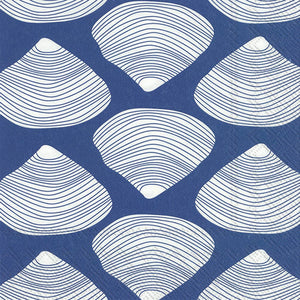 Paper cocktail napkins with clam shell design by Boston International, stacked neatly on a white surface.