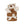 Brown and white fluffy teddy bear with a bow tie, smiling face, and raised paws.