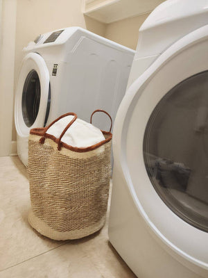 BAG/TOTE-Cloud Mifuko Kiondo Kenya Bag - Tan & White - Pleasant Beach Living