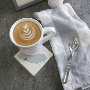 COASTER- Custom Love Washington State Silhouette Heart Coaster - Pleasant Beach Living