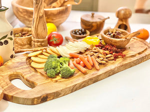 KITCHEN- CUTTING BOARD-Olive Wood Charcuterie Board - Includes Juice Well - Pleasant Beach Living