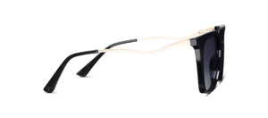Peepers Venue sunglasses with built-in reading glasses, stylish black frames and dark tinted lenses for outdoor use
