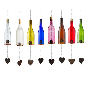 WIND CHIMES- Made From Glass Wine Bottles with Copper Trim - Pleasant Beach Living