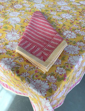 Tablecloth- FRENCH DESIGN- 86 Rnd Camelia Yellow - Pleasant Beach Living