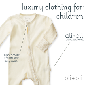 BABY-Baby Footie 2-Way Zipper – Organic Cotton Waffle Knit - Pleasant Beach Living
