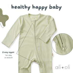 BABY-Baby Footie 2-Way Zipper – Organic Cotton Lounge Wear - Pleasant Beach Living