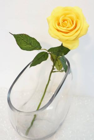 FLOWERS-17'' Real Touch Rose Artificial Single Spray Yellow - Pleasant Beach Living